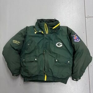 Vintage Triple FAT Goose Green Bay Packers Down Puffer Jacket Mens XL Green 90s